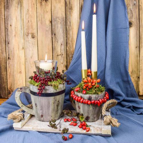 Floristik24 Puinen tarjotin köysikahvoilla 35cm x 20cm H15cm