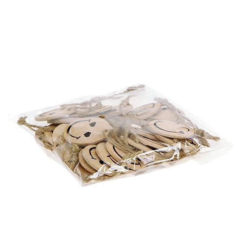 kohteita Puinen riipus Emoticon Emoticon® Ø4cm luonnollinen 24 kpl