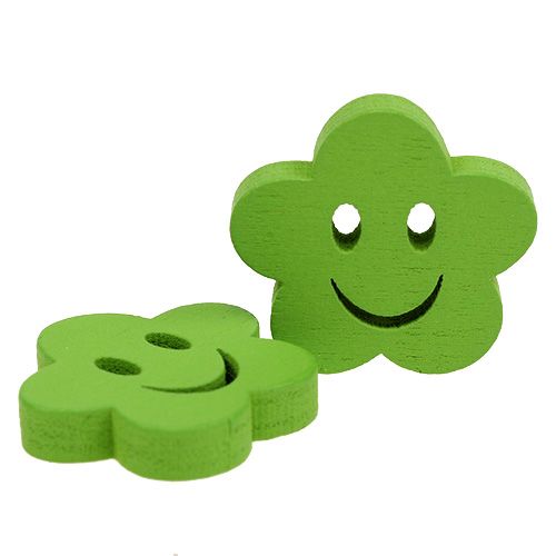 kohteita Puinen kukka kasvojenvihreällä 2,5cm 48 kpl