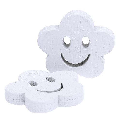 kohteita Puinen kukka kasvot valkoinen 2,5cm 48 kpl