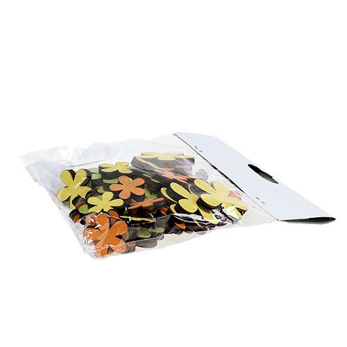 Floristik24 Puinen kukka 2-3,5cm Oranssi, vihreä, keltainen 36kpl