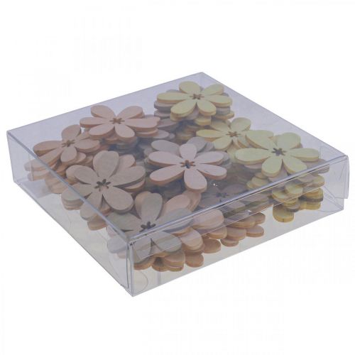 Floristik24 Puiset kukat hajallaan koristeet kukat puu beige/keltainen/pinkki Ø4cm 72 kpl