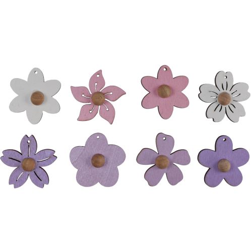 kohteita Puiset kukat riippuvat koristeet puu violetti, pinkki, valkoinen 4,5cm 24kpl