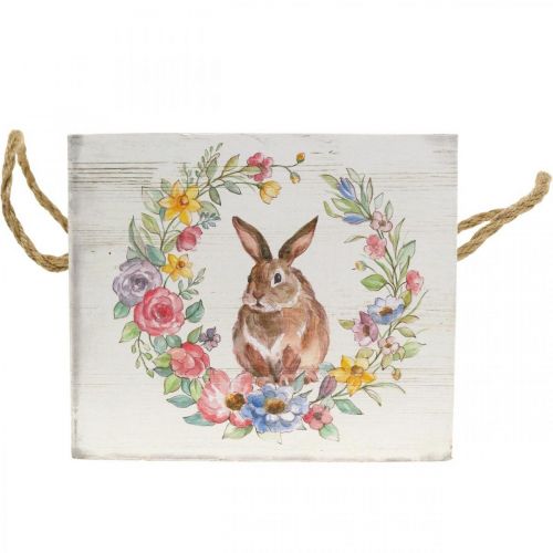 Floristik24 Deco Planter Shabby Wood White Bunny Planter 12×14×14cm