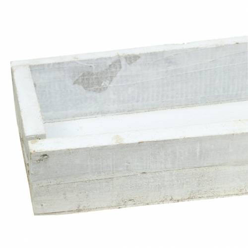 Floristik24 Puinen tarjotin pesty valkoinen 55,5×15,5cm K7cm