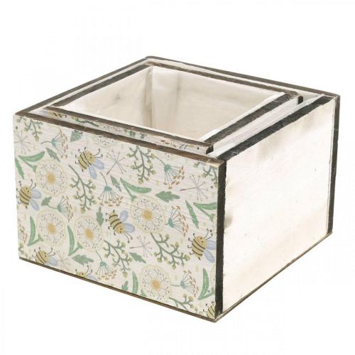 kohteita Istutuslaatikot, puinen koristelu, koristelaatikko mehiläisillä, kevätkoristeet, shabby chic L15/12cm H10cm 2 kpl setti