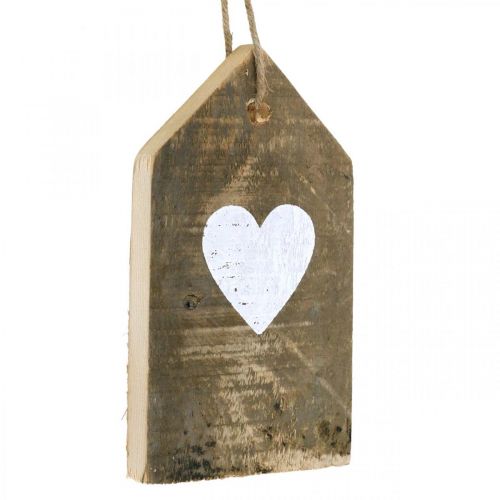 Floristik24 Talo sydämellä, puinen koristelu ripustettavaksi, talon koristelu antiikkisen ilmeen H18cm