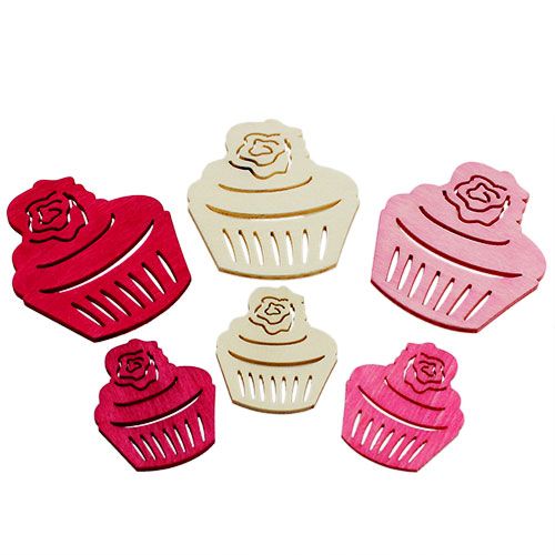 kohteita Puiset cupcakes-pöytäkoristeet pastelliväriset muffinit syntymäpäiväkoriste 24kpl