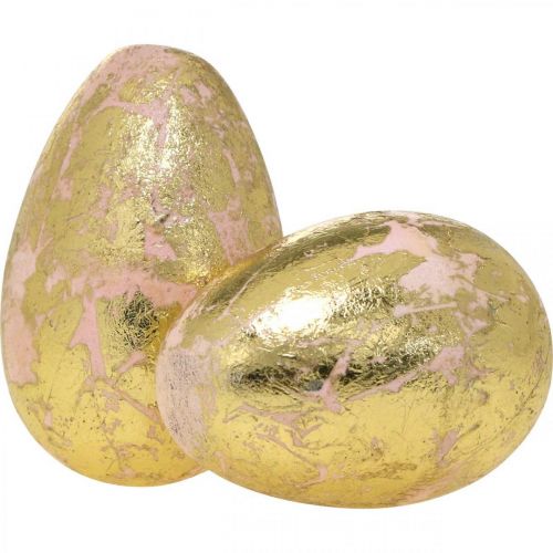 Floristik24 Jalopuiset munat, kevätkoristeet, pääsiäismunat verkon pinkki, kultainen H7-7,5cm Ø 4-4,5cm 6kpl