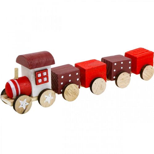 Puinen rautatiekoristelu Joulujuna Punainen L20cm K6cm 2 kpl