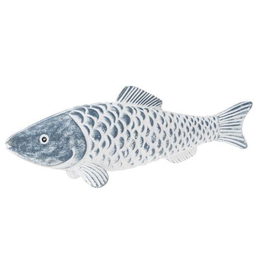 Puinen sinivalkoinen kala, kalakoriste, puujauho, 35 cm, 1 kpl ostaa | Floristik24.fi