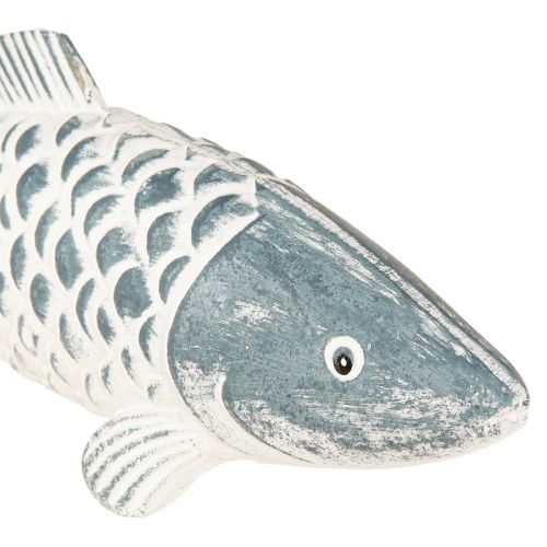 kohteita Puinen kala sinivalkoista puujauhoa L23cm/35cm 2 kpl sarja