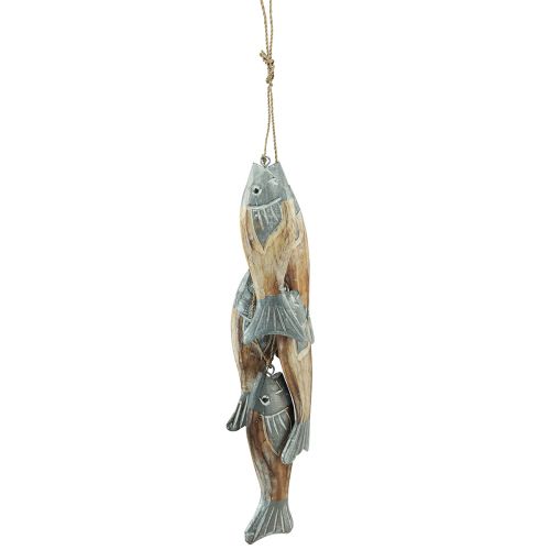 kohteita Puinen kala hopeanharmaa ripustin 5 kalapuulla 15cm