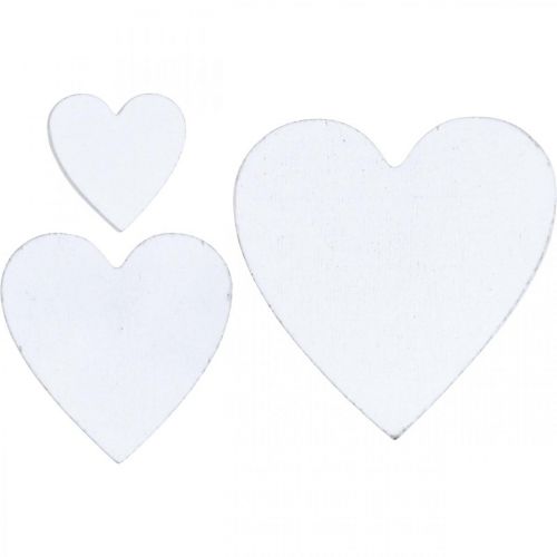 Floristik24 Puinen sydänscatter koriste hääsydämet valkoinen 3/5/7cm 50p