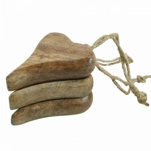 Floristik24 Puinen sydänriipus sydänpuinen koristelu ripustettavaksi 10cm 3kpl