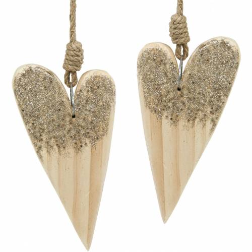 Floristik24 Puinen Heart Glitter ripustettavaksi 18cm x 10cm 2 kpl