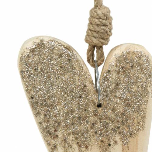 kohteita Puinen Heart Glitter ripustettavaksi 18cm x 10cm 2 kpl