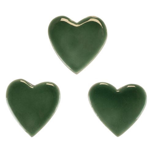 Floristik24 Puiset sydämet koristesydämet vihreä kiiltävä puu 4,5cm 8kpl