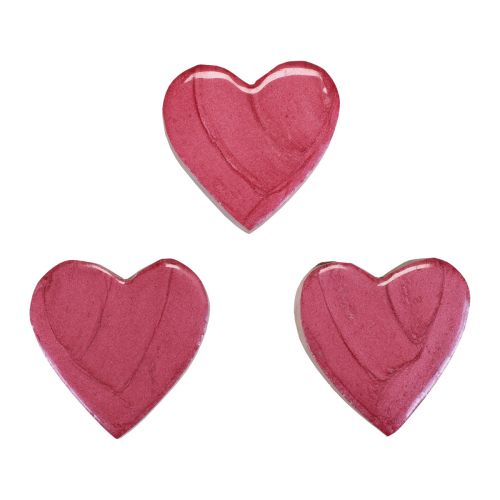 Floristik24 Puiset sydämet koristesydämet vaaleanpunainen kiiltävä hajakoriste 4,5cm 8kpl