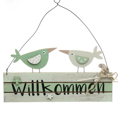 Floristik24 Puinen kyltti "Welcome" vihreä 29.5cm x 28cm 2kpl