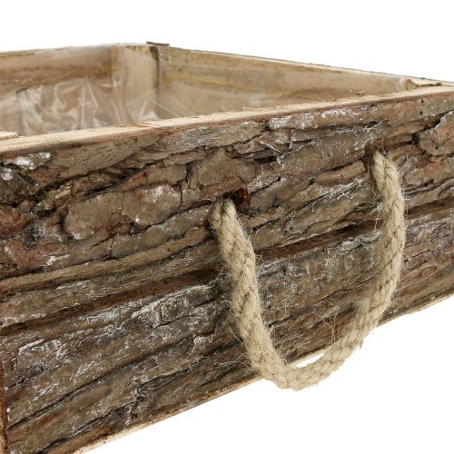 Floristik24 Luonnonpuinen laatikko, jossa köysikahvat 25x25cm H9cm