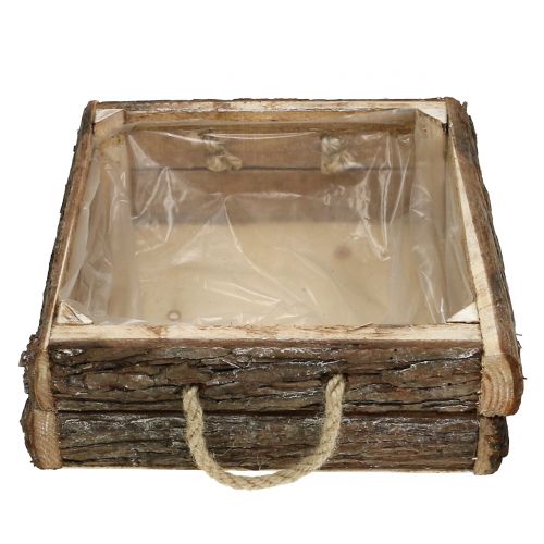 Floristik24 Luonnonpuinen laatikko, jossa köysikahvat 25x25cm H9cm