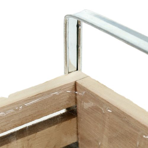 Floristik24 Puinen laatikko luonto 20cm x 9cm H6cm kahvoilla varustettuna.