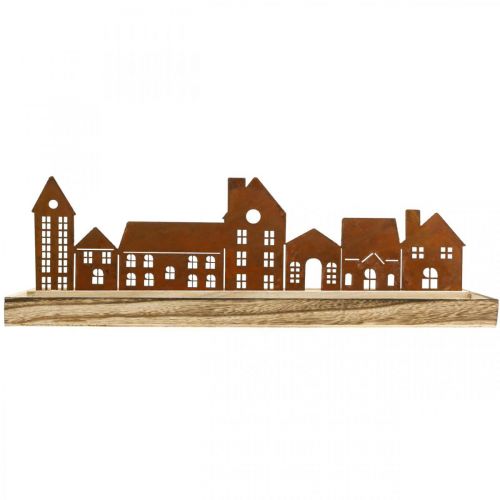 Floristik24 Koristeellinen suorakaiteen muotoinen puinen tarjotin patinataloilla 50×17cm