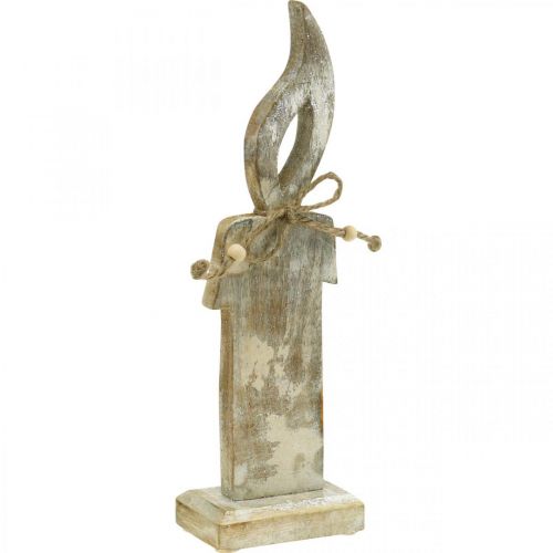 Floristik24 Puinen kynttilä, Pöydän koriste Shabby Chic, Puinen koriste glitter-efektillä H29,5cm