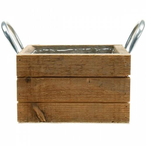 Floristik24 Kasvilaatikko puulaatikko kahvoilla luonnollinen 16,5×16,5cm