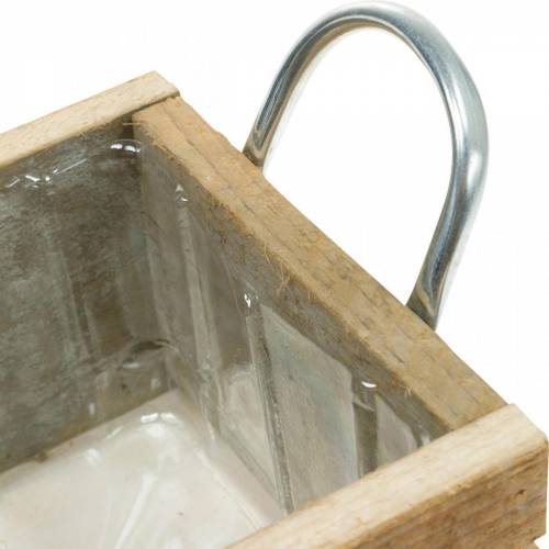 Floristik24 Kasvilaatikko puulaatikko kahvoilla luonnollinen 16,5×16,5cm