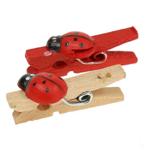 Koristeelliset puiset klipsit leppäkertut 2,5cm 180 kpl