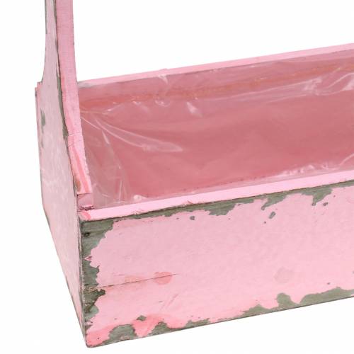 kohteita Istutuslaatikko työkalulaatikko juutti kahvalla vaaleanpunainen käytetyn näköinen 28x12x24cm 1kpl