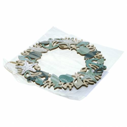 Floristik24 Merellinen puinen seppele ripustettavaksi 21cm