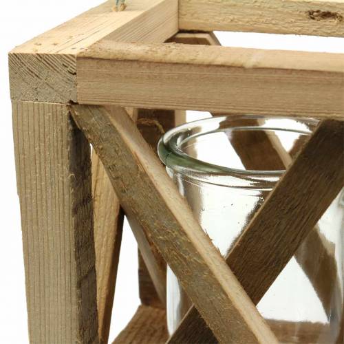 kohteita Deco puinen lyhty, jossa on lasinen luonto 14x14cm K17cm