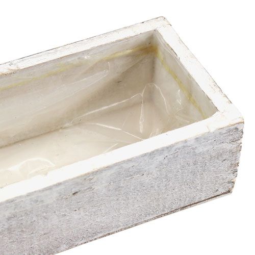 Floristik24 Puinen kulho istutukseen valkoinen 30cm x 9cm x 6cm