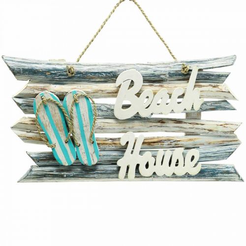 Puinen kyltti &quot;Beach House&quot; merellinen riippukoriste 46×5×27cm