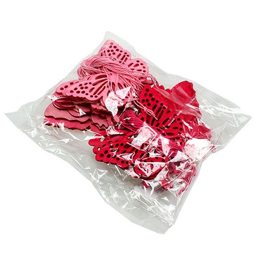 Floristik24 Puiset perhoset roikkumaan vaaleanpunaisina 8cm - 10cm 24kpl