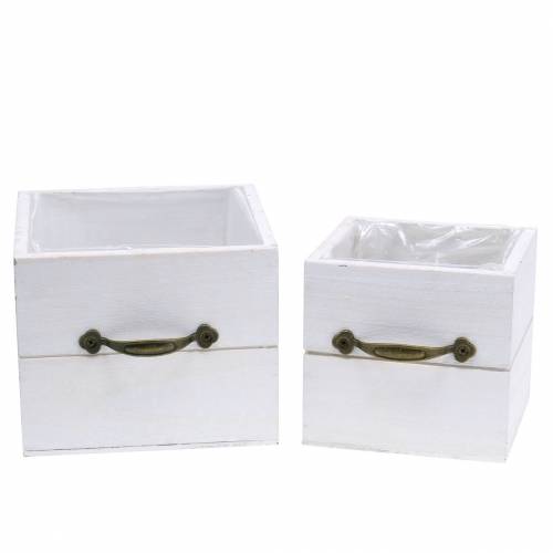 kohteita Istutuslaatikko puinen laatikko valkoinen 15x15/12x12cm 2 kpl setti