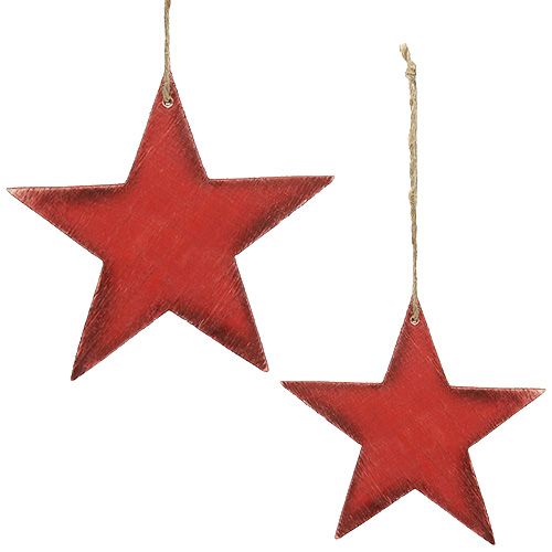 Floristik24 Puiset ripustustähdet 16,5cm/20cm punainen 6 kpl