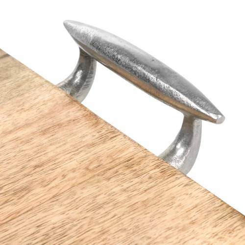 Floristik24 Puinen tarjotin kahvoilla Mango, Metalli Natural, Hopea 46×25cm