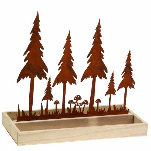 Floristik24 Puinen tarjotin Forest Silhouette Rust 30cm x 15cm