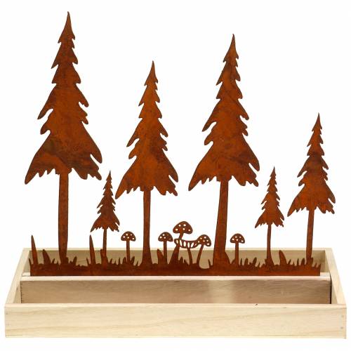 Floristik24 Puinen tarjotin Forest Silhouette Rust 30cm x 15cm
