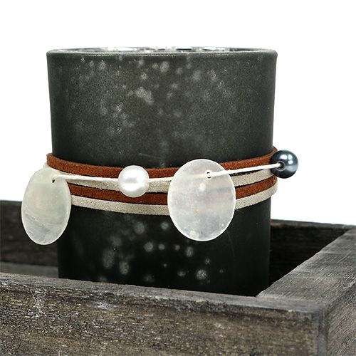 Floristik24 Puinen tarjotin, jossa 3 teekupillista harmaata, hopea