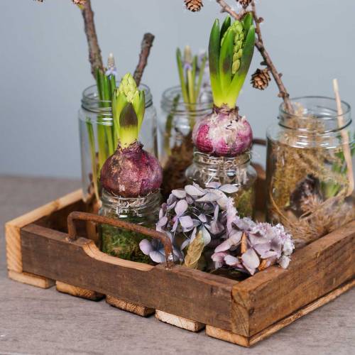 Floristik24 Puinen tarjotin metallisilla kahvoilla 20/25 / 30cm 3 kpl