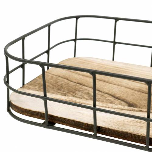 Floristik24 Puinen tarjotin metallireunalla 45cm 35×25/29×19/42×14cm 3 kpl setti