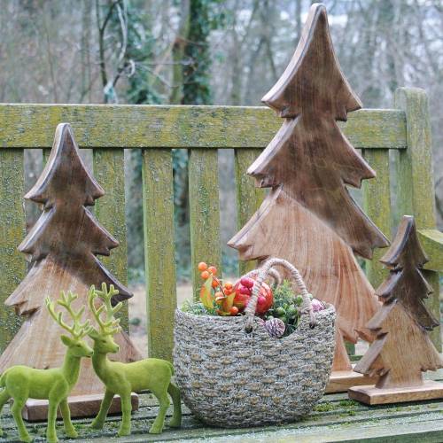 Floristik24 Puukuusi lasitettu luonnonvalkoinen mangopuu K29cm