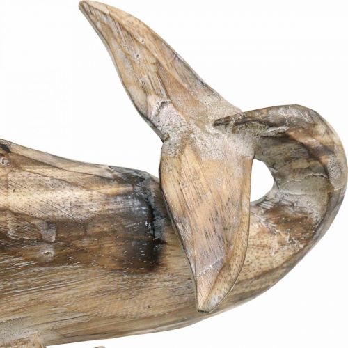 Floristik24 Whale Deco Wood Puinen Whale Maritime Decoration Teak Natural 29cm