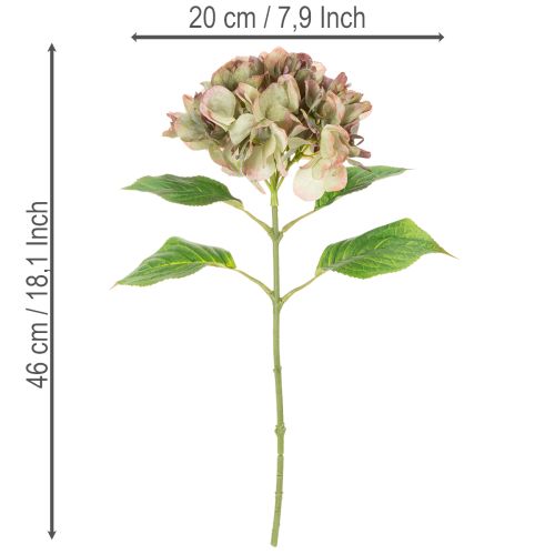 Keinotekoinen hortensia koristekukka varrella, 46cm | Floristik24.fi