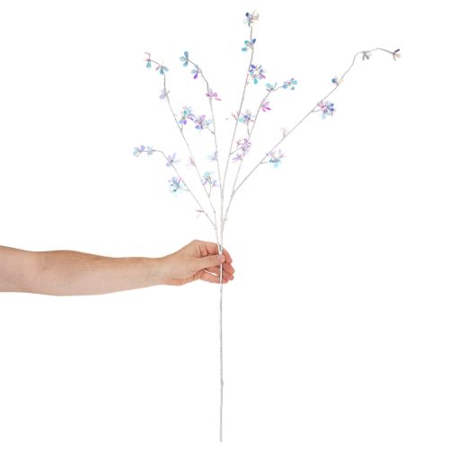 Keinotekoinen herkkä kukkiva oksa hohtavilla kukilla, 98 cm | Floristik24.fi